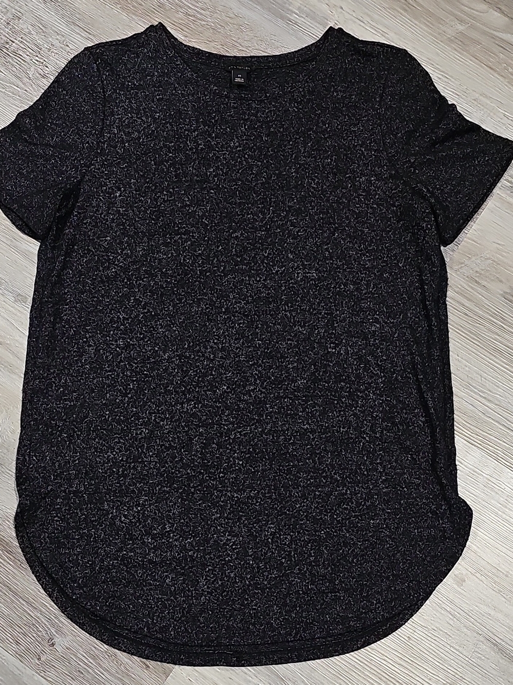 Ann Taylor Heathered Black Crew Neck Tee XS